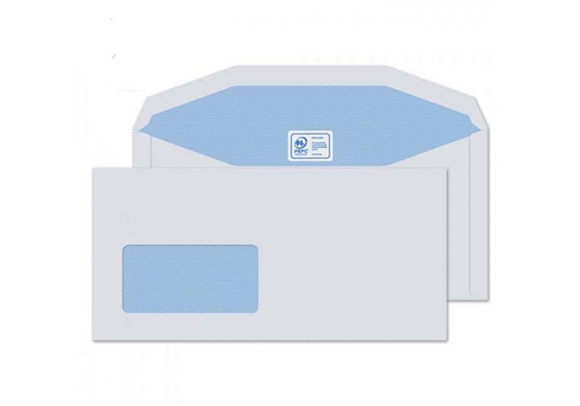 114 x 235 White Envelope With Window - Gummed - Wallet - 90gsm